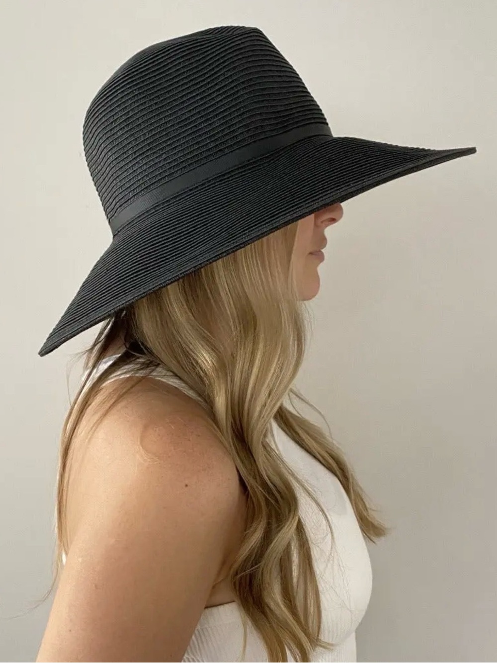 Straw Studios Black Wide-Brim Sun Hat